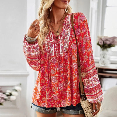 Imelda | Women's Boho Floral Print Flowy Blouse