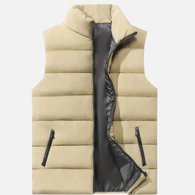 Sleeveless Quilted Zip-Up Winter Vest for Men