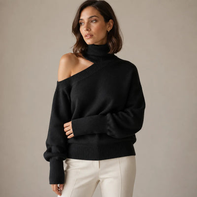 Stella | Women's Turtleneck Bare-Shoulder Sweater