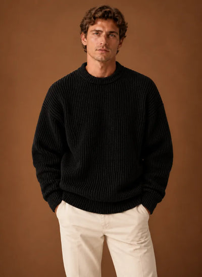 Heavyweight Chunky Knit Crewneck Sweater for Men