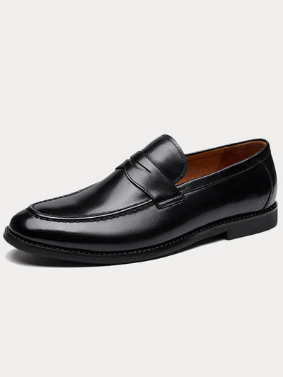 Leather Penny Loafers with Slip-On Fit for Men