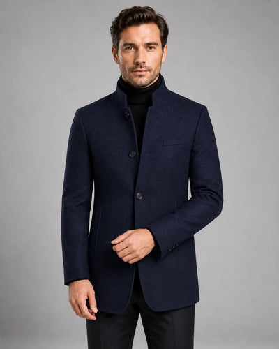 Mandarin Collar Single-Breasted Blazer for Men
