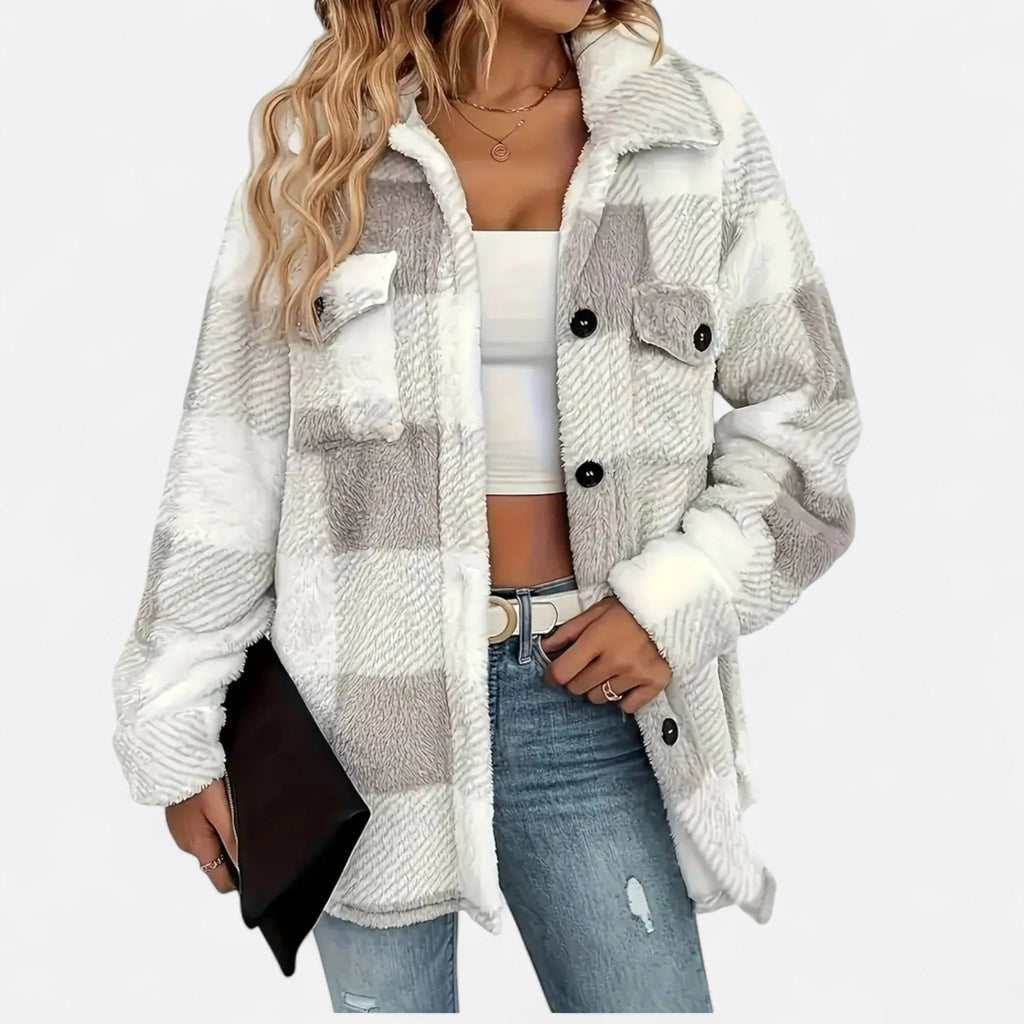 Agatha | Women's Checkered Plush Winter Jacket