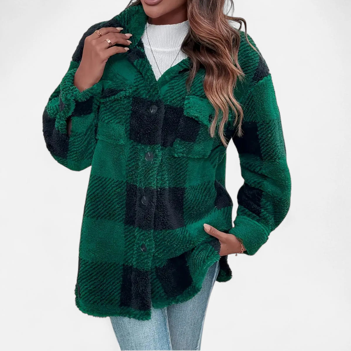 Agatha | Women's Checkered Plush Winter Jacket