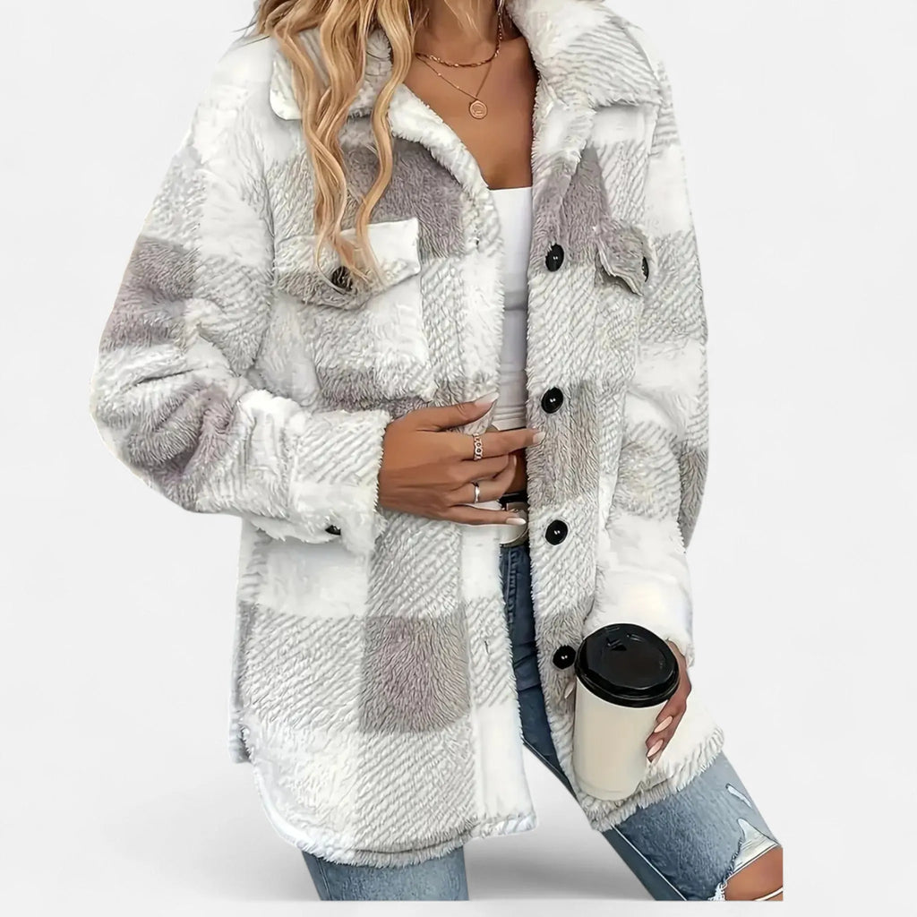Agatha | Women's Checkered Plush Winter Jacket