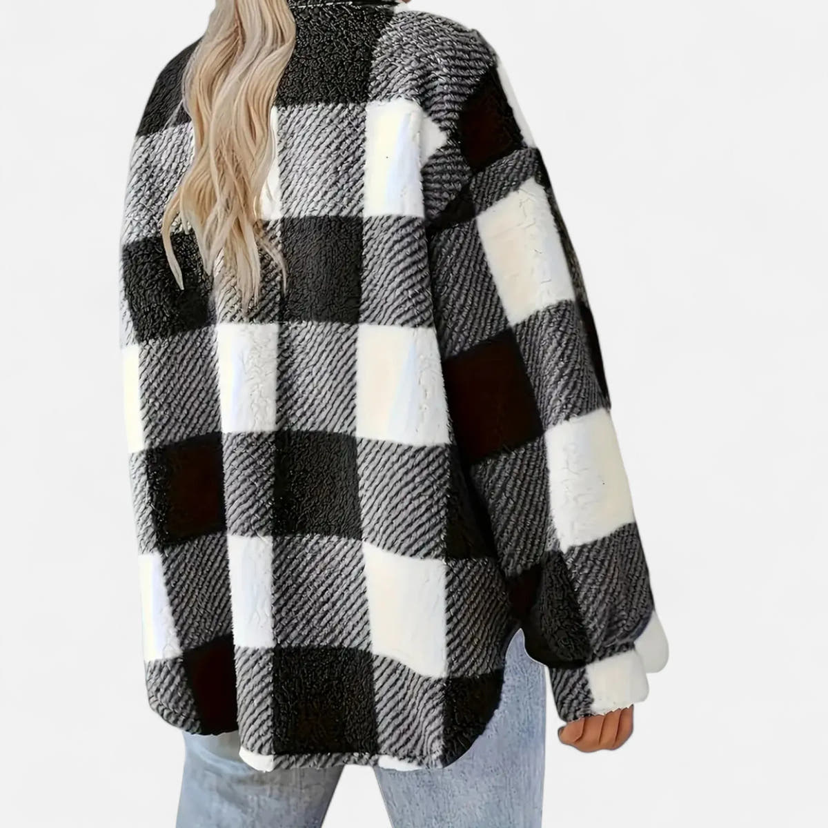 Agatha | Women's Checkered Plush Winter Jacket