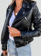 Amara | Women's Faux Leather Asymmetric Zip Biker Jacket