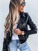Amara | Women's Faux Leather Asymmetric Zip Biker Jacket