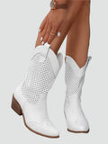 Angelica | Women's Openwork Cowboy Ankle Boots, Block Heel