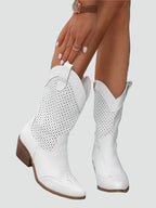 Angelica | Women's Openwork Cowboy Ankle Boots, Block Heel