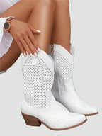 Angelica | Women's Openwork Cowboy Ankle Boots, Block Heel