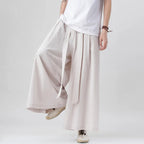 Bohemian Wide Leg Trousers with Elastic Waist for Men