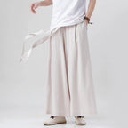 Bohemian Wide Leg Trousers with Elastic Waist for Men