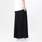 Bohemian Wide Leg Trousers with Elastic Waist for Men