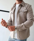Brushed Flannel Shirt Jacket with Chest Pockets for Men