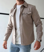 Brushed Flannel Shirt Jacket with Chest Pockets for Men
