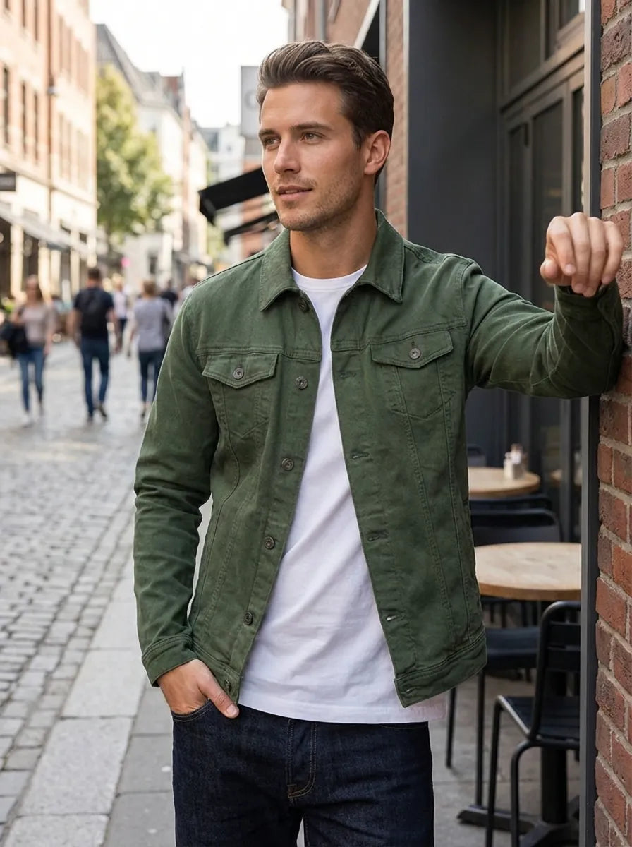 Button Placket Jacket with Chest Pockets for Men
