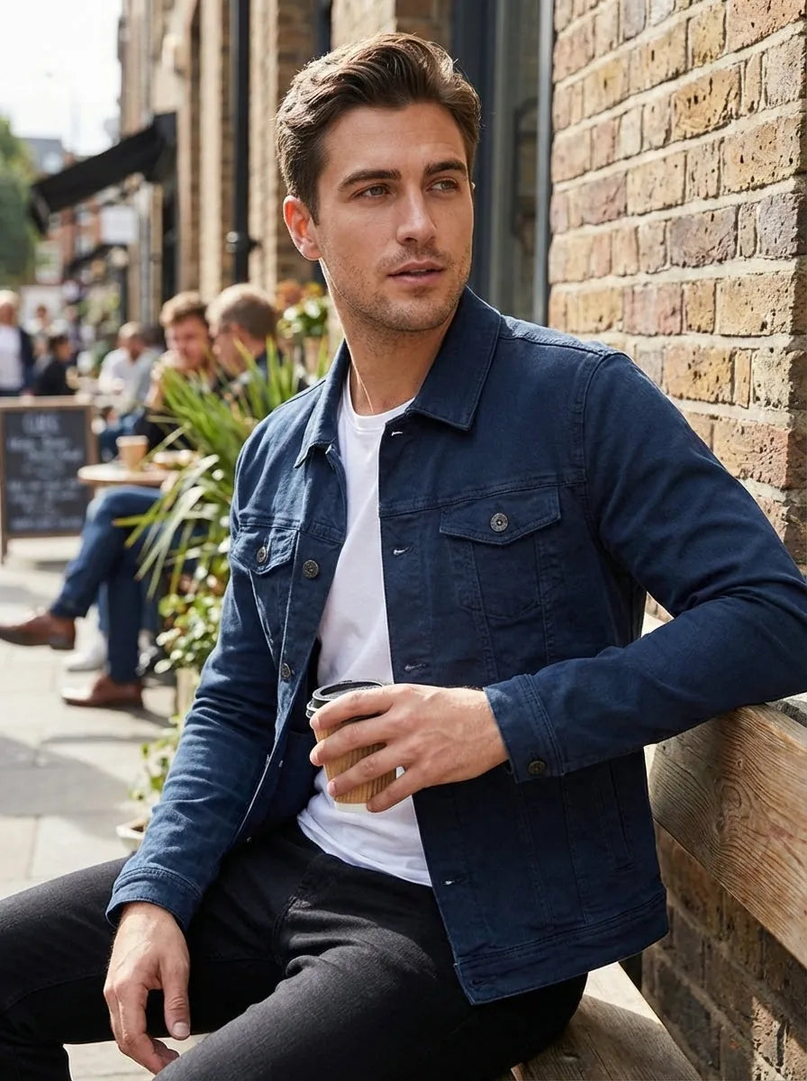 Button Placket Jacket with Chest Pockets for Men