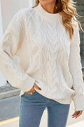 Camille | Women's Oversized Crew-Neck Cable Knit Jumper