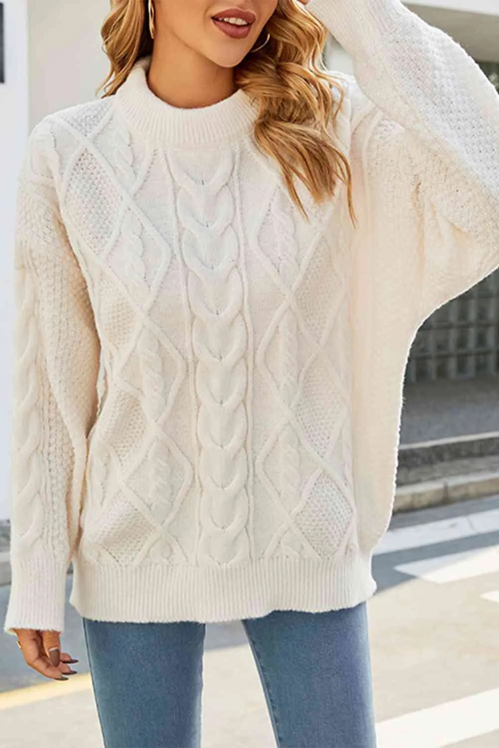 Camille | Women's Oversized Crew-Neck Cable Knit Jumper