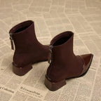Cassia | Women's Suede Ankle Boots with Block Heel