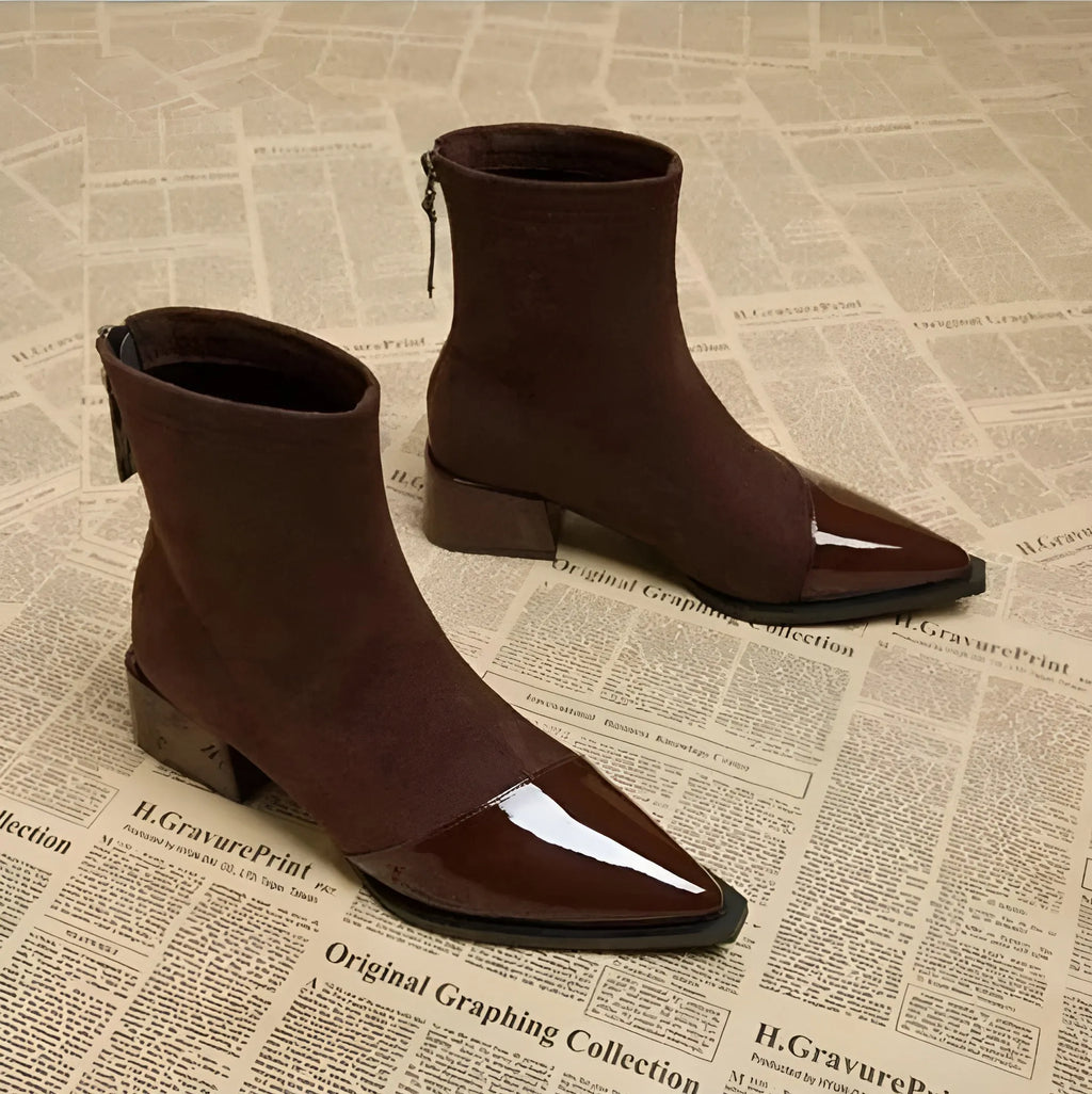 Cassia | Women's Suede Ankle Boots with Block Heel