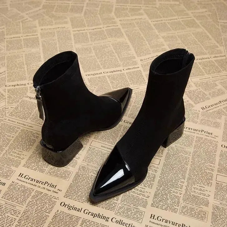 Cassia | Women's Suede Ankle Boots with Block Heel