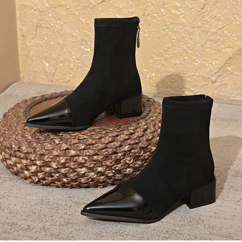 Cassia | Women's Suede Ankle Boots with Block Heel