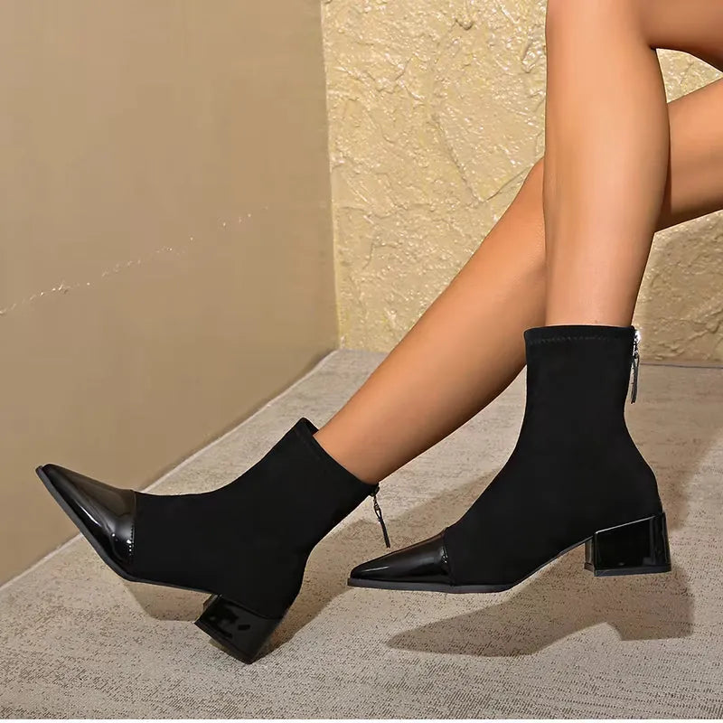 Cassia | Women's Suede Ankle Boots with Block Heel