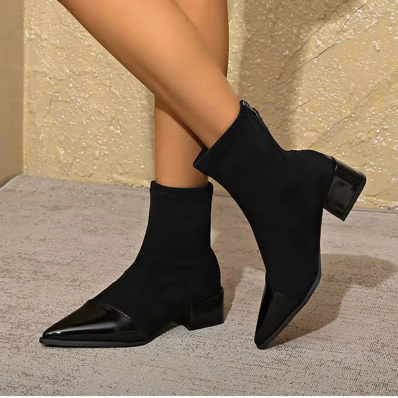 Cassia | Women's Suede Ankle Boots with Block Heel
