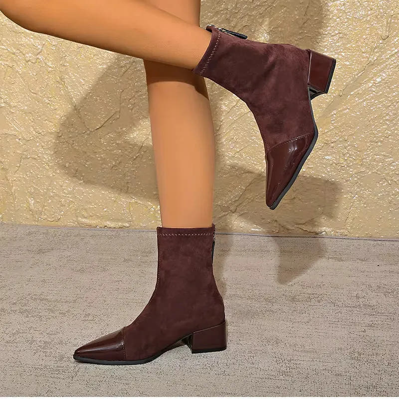 Cassia | Women's Suede Ankle Boots with Block Heel