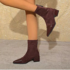 Cassia | Women's Suede Ankle Boots with Block Heel