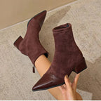 Cassia | Women's Suede Ankle Boots with Block Heel