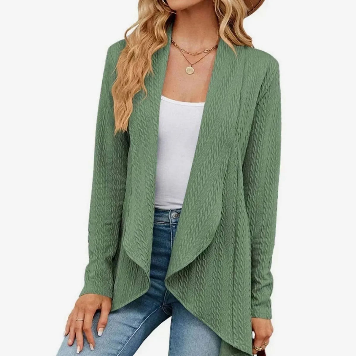 Cecilia | Women's Open-Front Cable Knit Cardigan