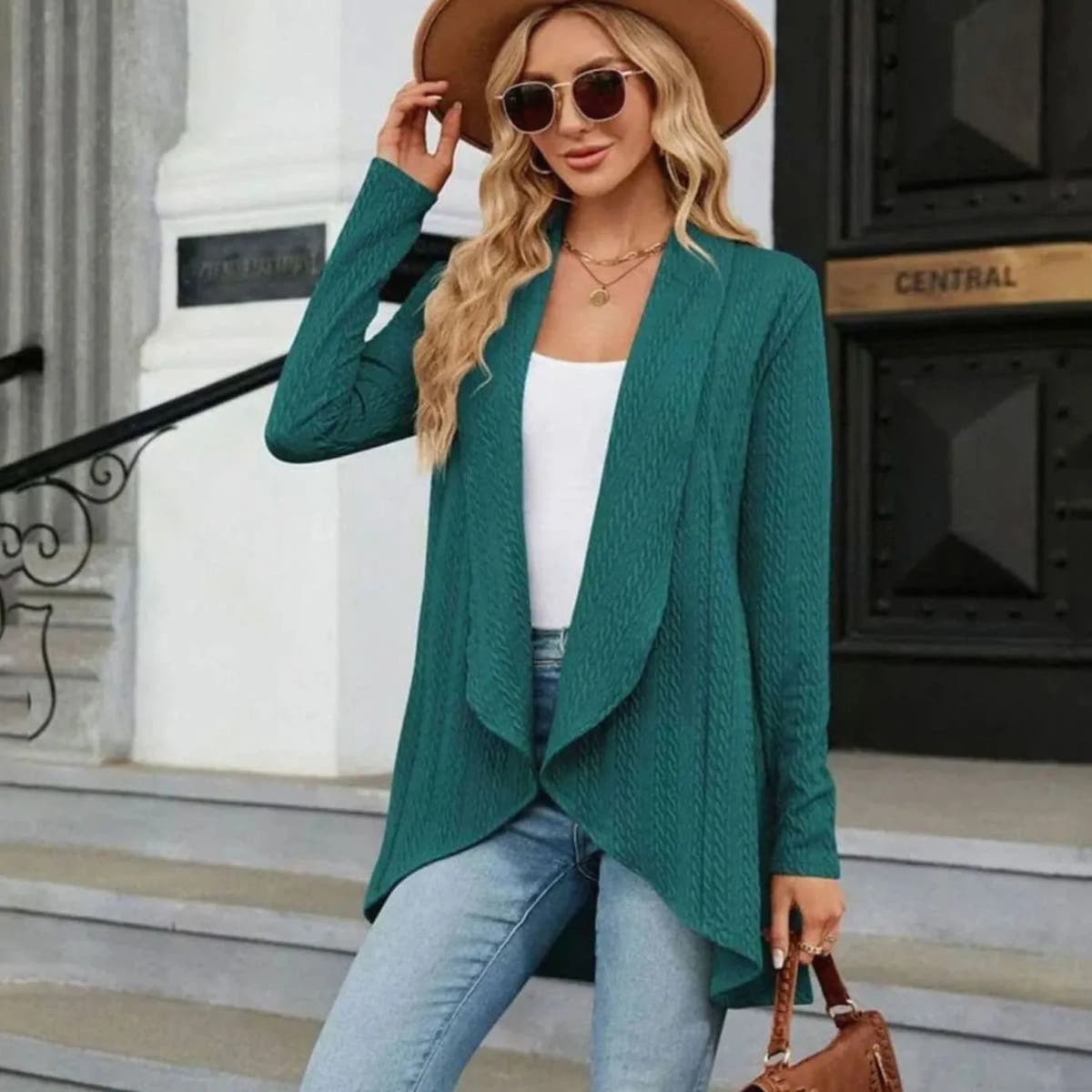 Cecilia | Women's Open-Front Cable Knit Cardigan