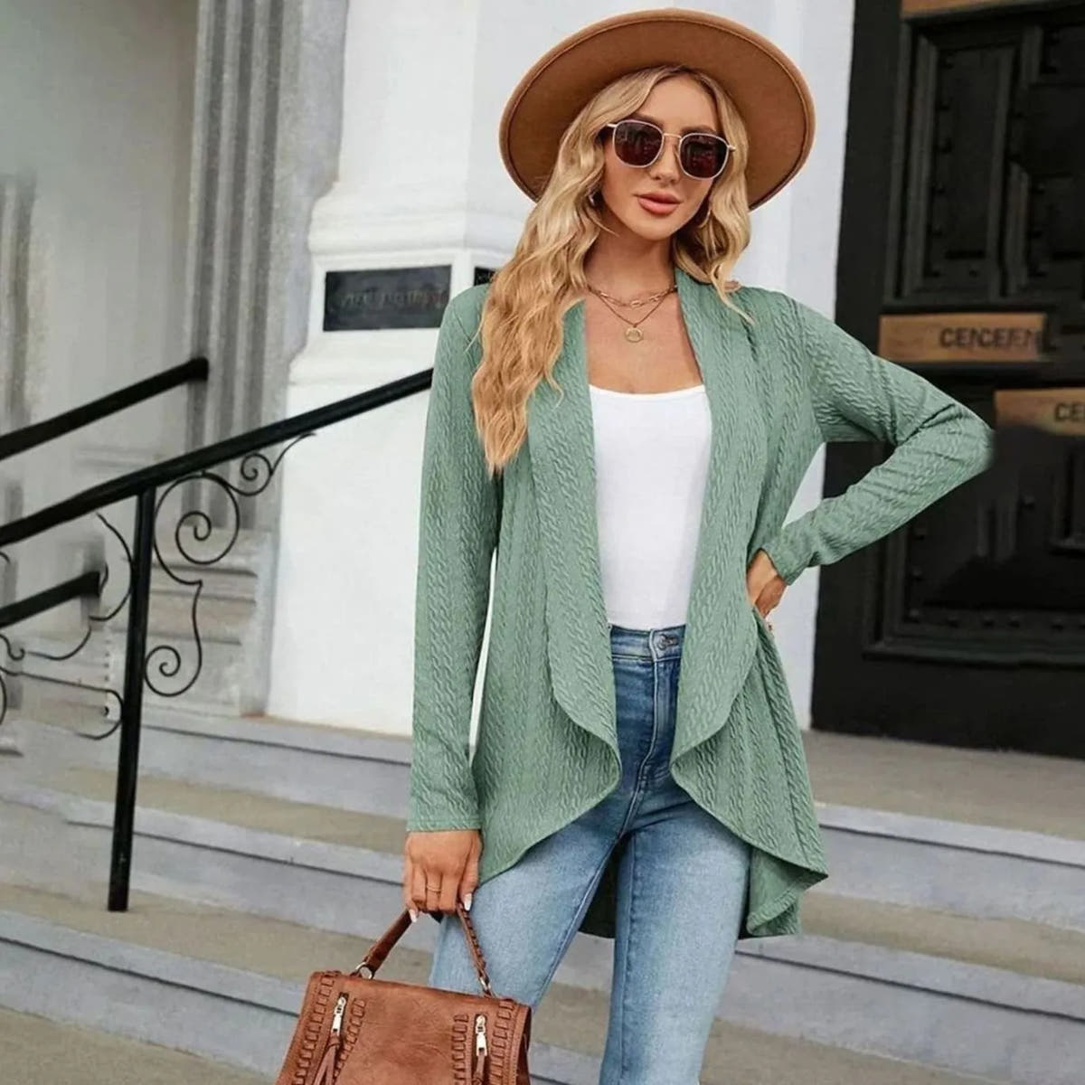 Cecilia | Women's Open-Front Cable Knit Cardigan