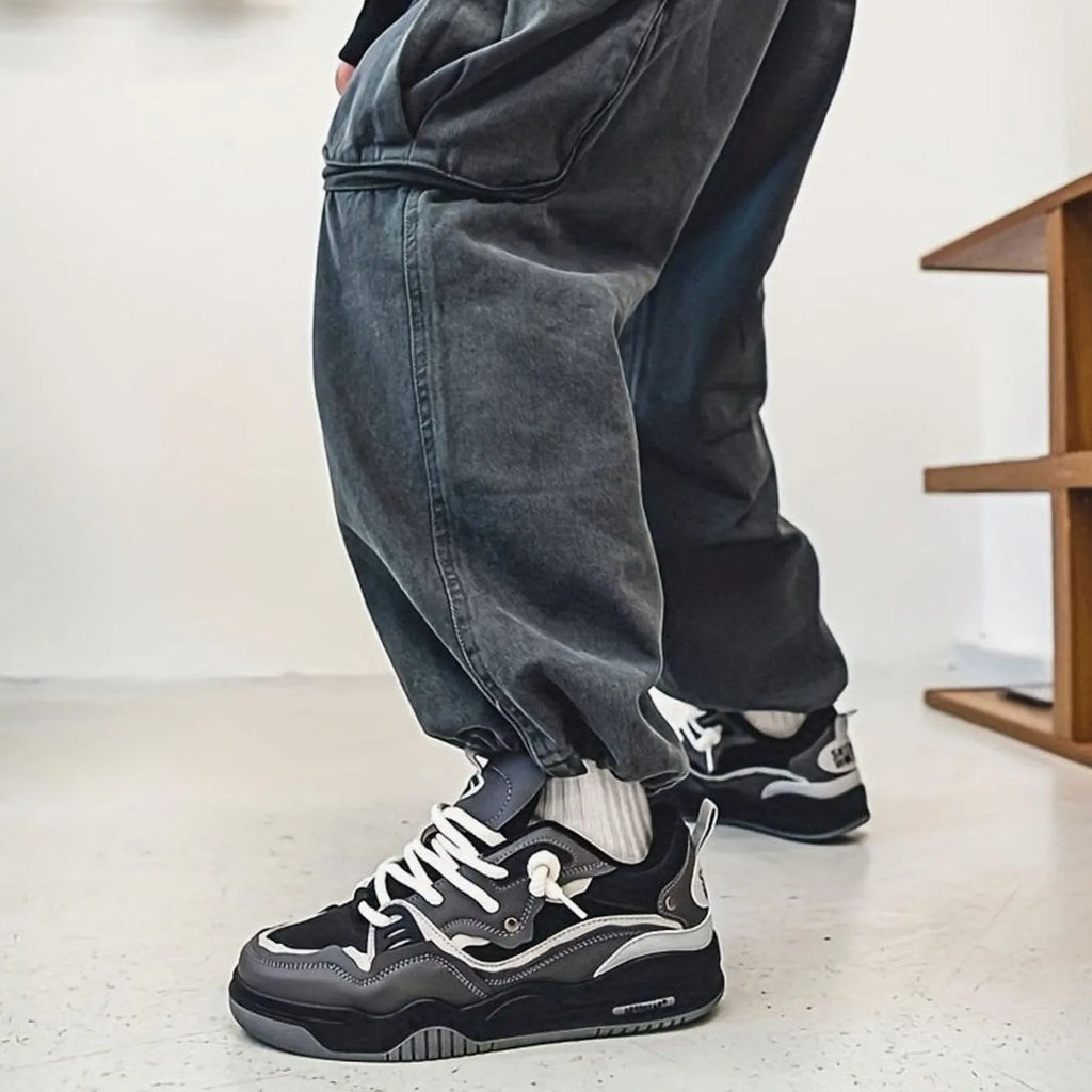 Chunky Color-Block Low-Top Lace-Up Trainers for Men
