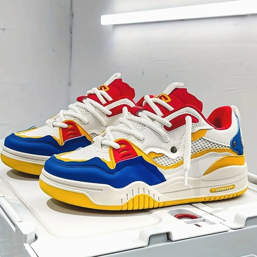 Chunky Color-Block Low-Top Lace-Up Trainers for Men