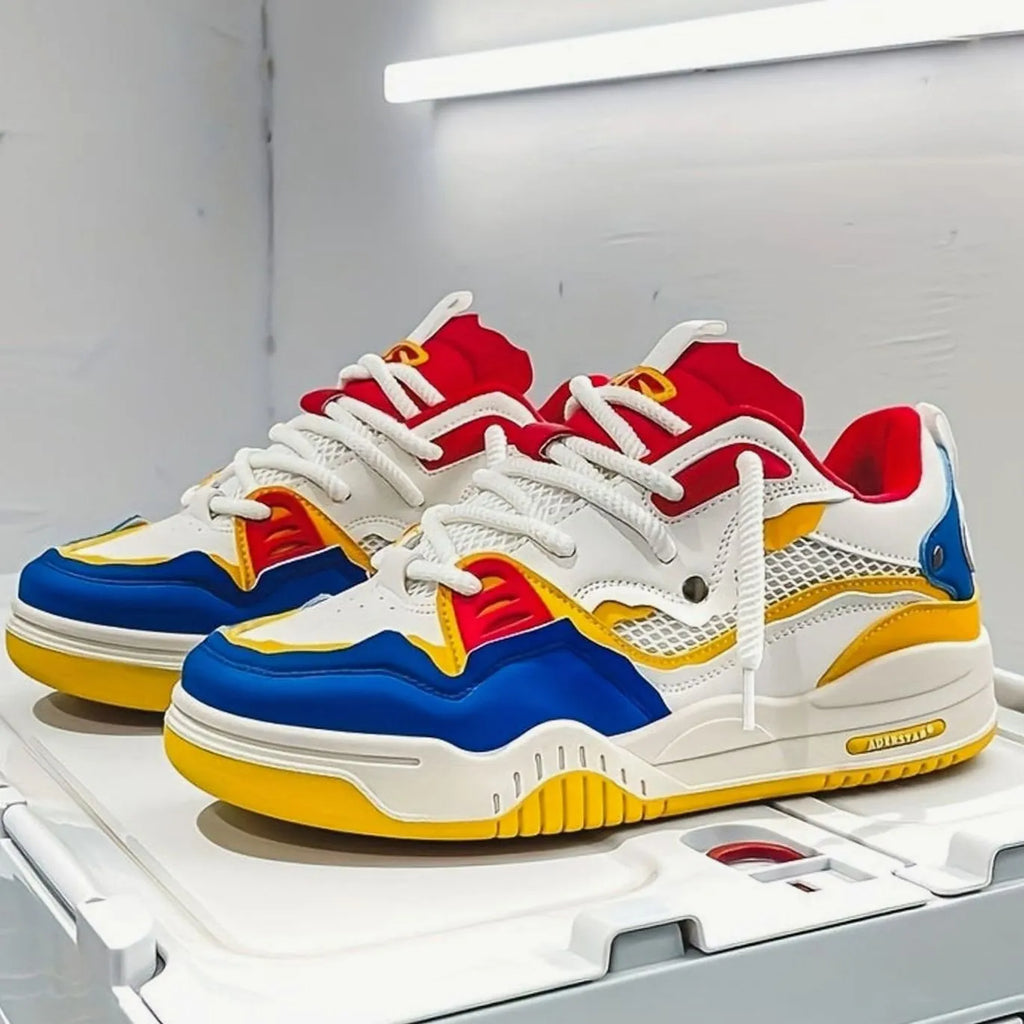 Chunky Color-Block Low-Top Lace-Up Trainers for Men