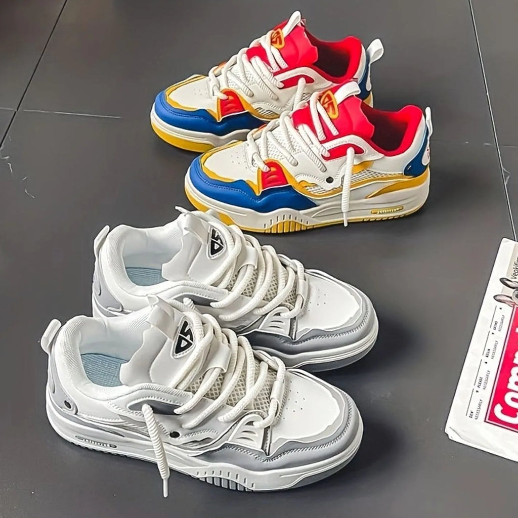 Chunky Color-Block Low-Top Lace-Up Trainers for Men
