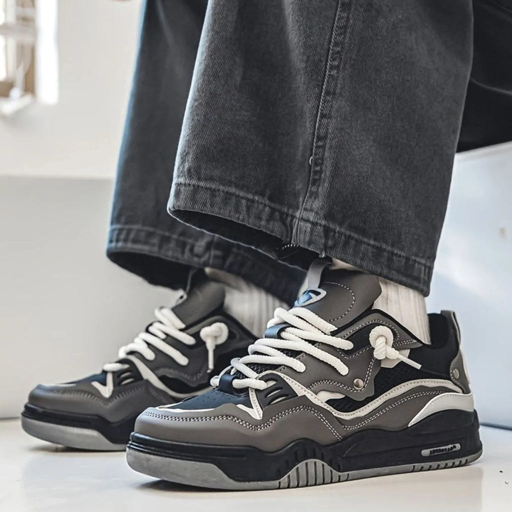 Chunky Color-Block Low-Top Lace-Up Trainers for Men