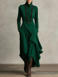 Claire | Women's Turtleneck Asymmetric Drape Maxi Dress
