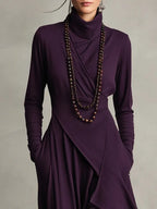Claire | Women's Turtleneck Asymmetric Drape Maxi Dress
