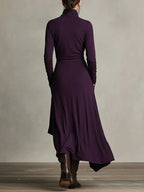 Claire | Women's Turtleneck Asymmetric Drape Maxi Dress