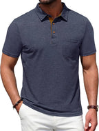 Classic Collar Polo Shirt with Chest Pocket for Men