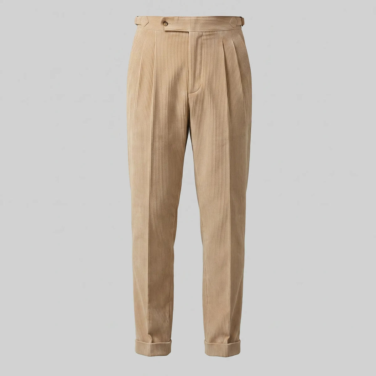 Classic Corduroy Trousers with Double Pleats for Men