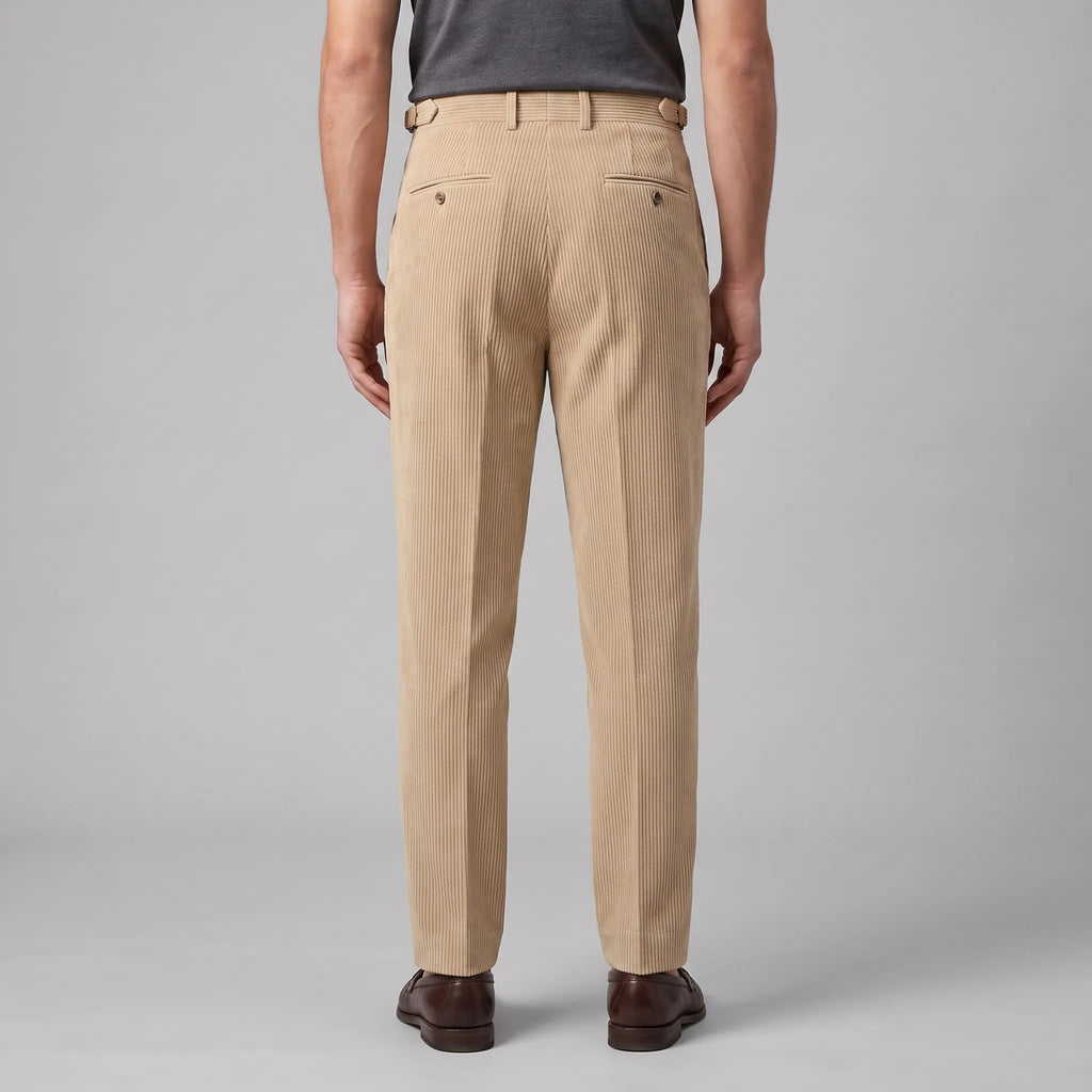 Classic Corduroy Trousers with Double Pleats for Men
