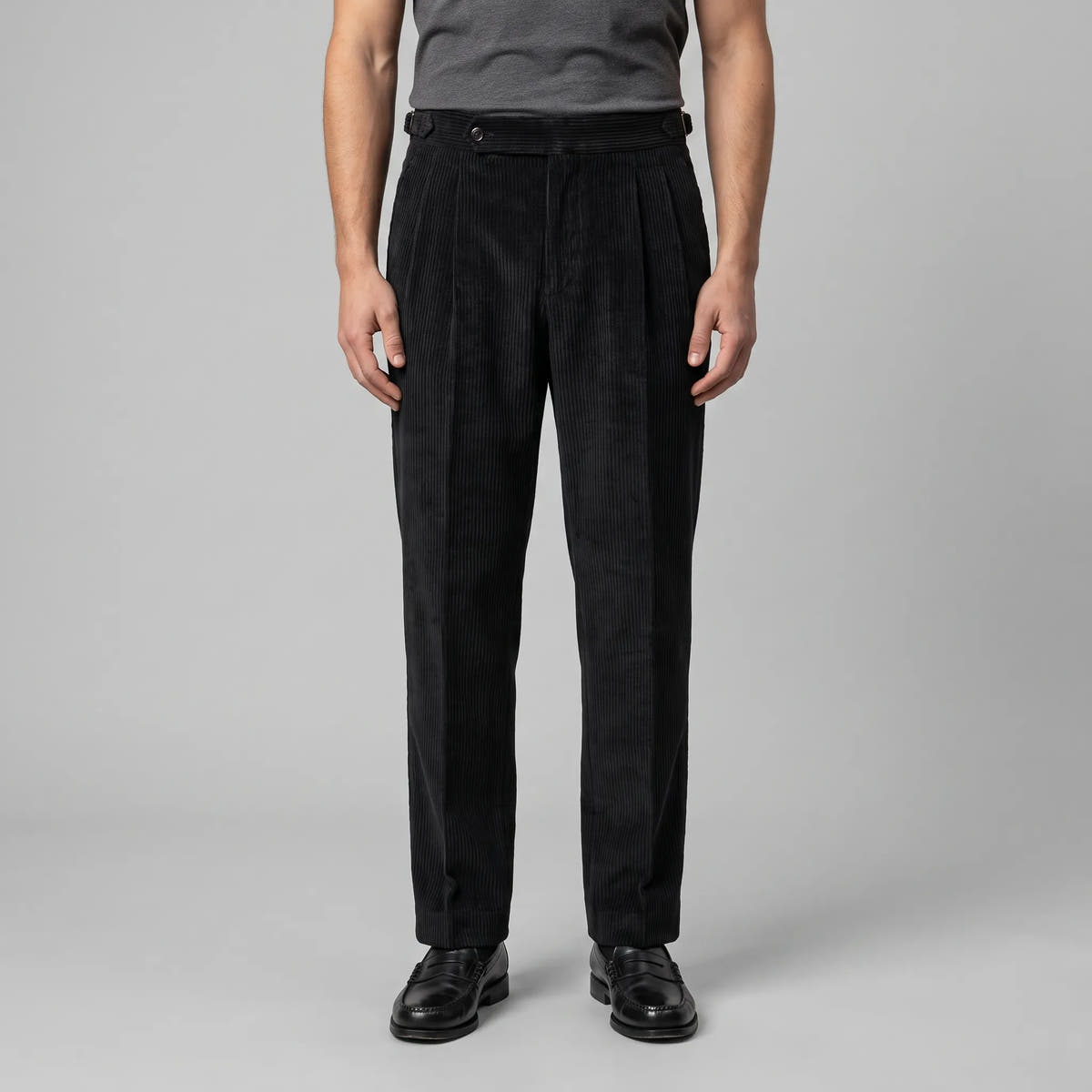 Classic Corduroy Trousers with Double Pleats for Men
