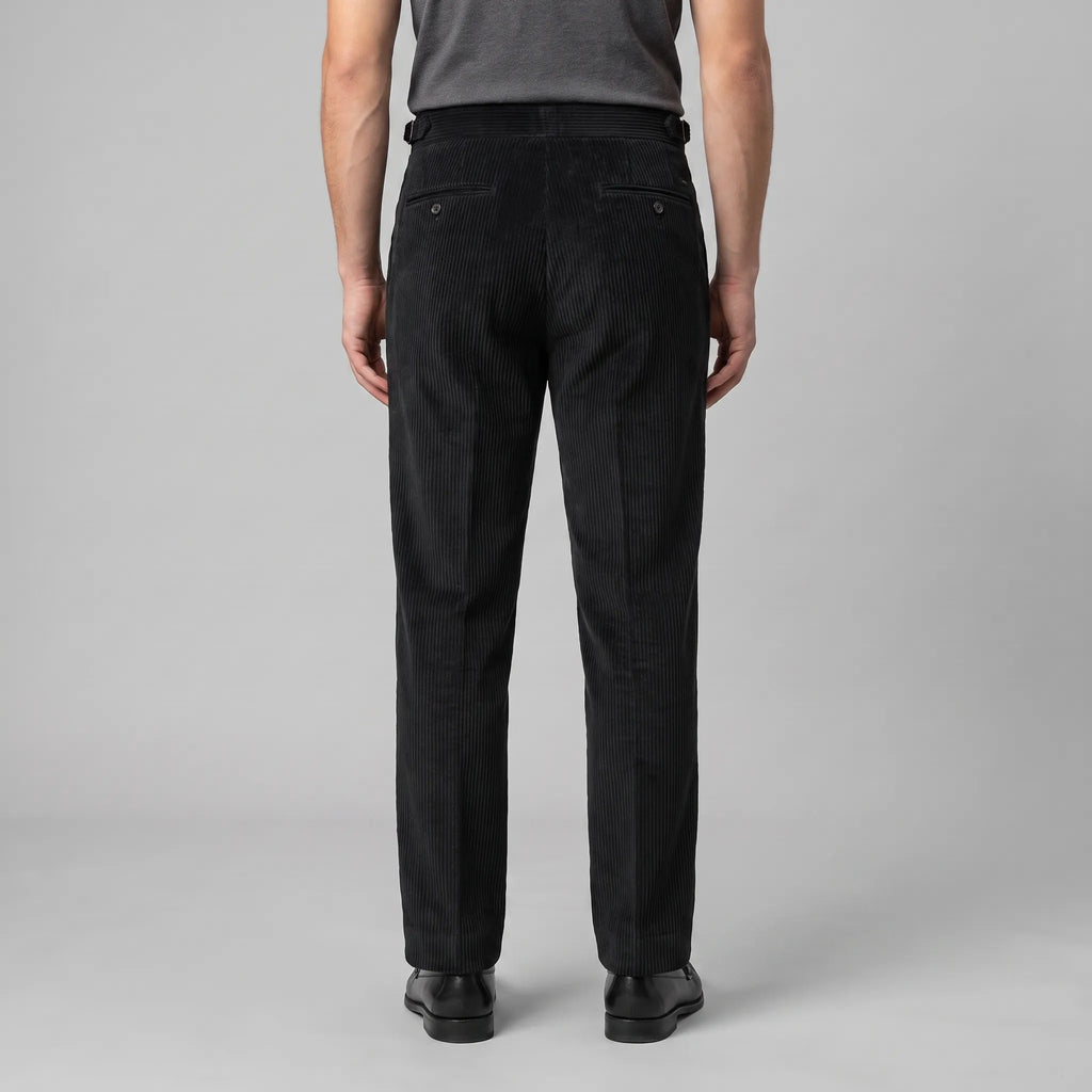 Classic Corduroy Trousers with Double Pleats for Men