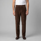 Classic Corduroy Trousers with Double Pleats for Men